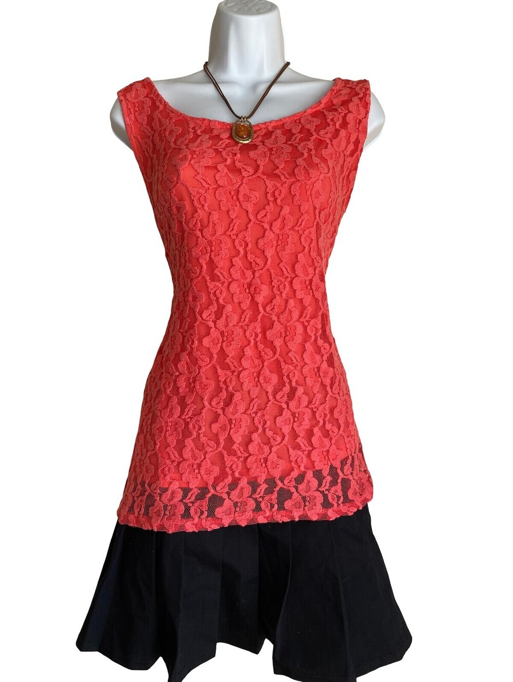VTG Inspired Simply Emma Plus 1X Coral Lace Blouse Cottagecore Fairy Coquette